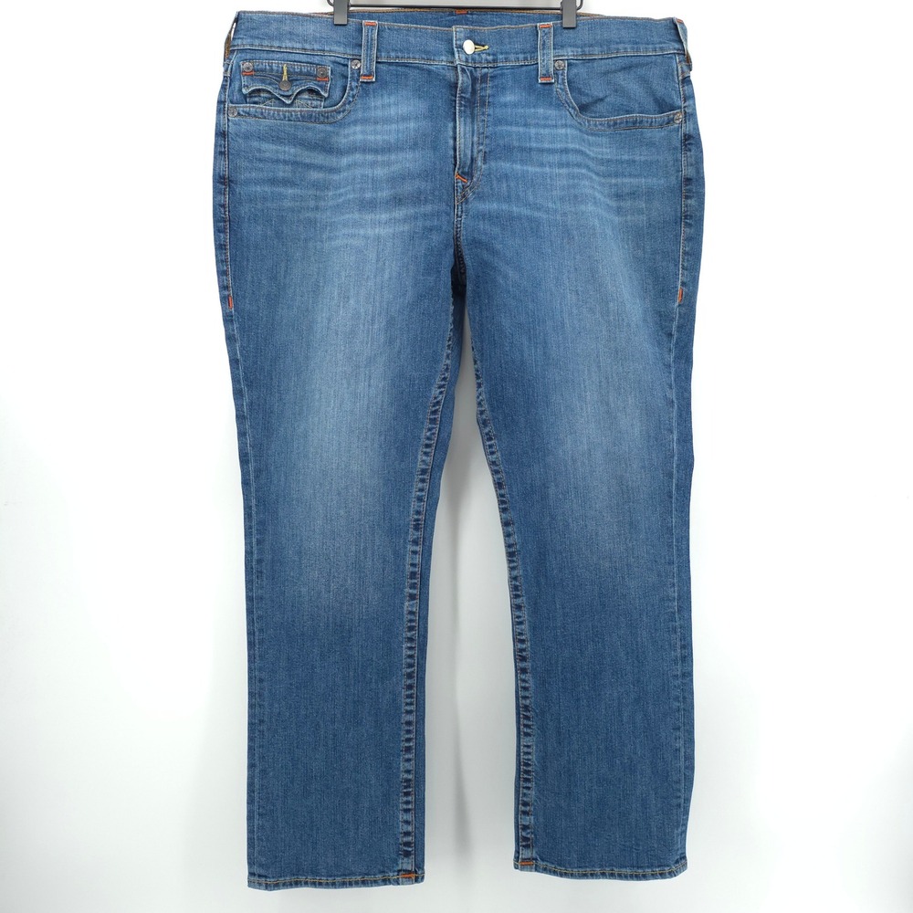 True Religion Mens Jeans Ricky Relaxed‎ Straight Leg 42 Blue Denim Streetwear